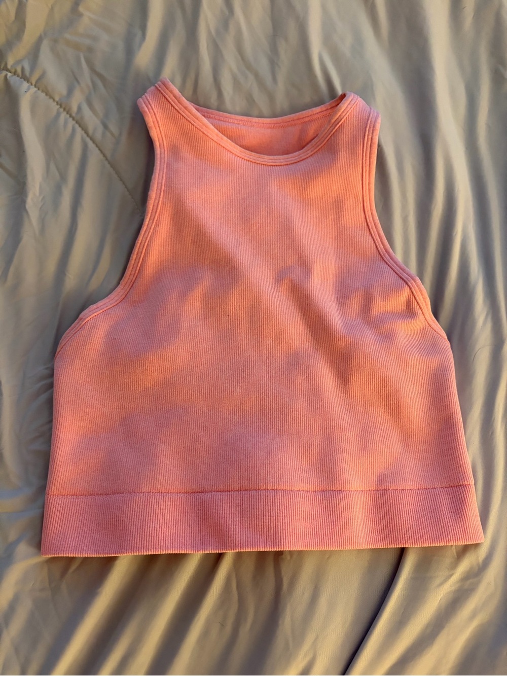 NUX Coral Ribbed High-Neck Racerback Crop - Picture 2 of 4